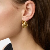 立体麻花缠绕扭结耳环女欧美轻奢小众设计高级感复古日常耳钉耳饰