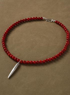 MONA同款串珠项链女轻奢小众设计高级感红色过年饰品锁骨链毛衣链