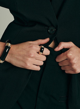 金属拼接液态珐琅滴釉戒指女