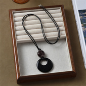 黑曜石皮绳长款 项链女轻奢小众高级感新中式 黑绳锁骨链毛衣链配饰