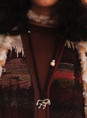 长款斑马纹吊坠项链女