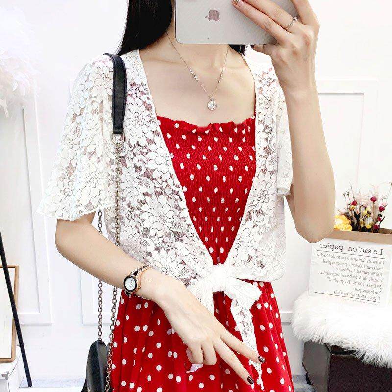 Singles pieces have cash less than that is registered in the accounts Sling skirt Versatile Little coat Lace Smock Short sleeved Easy Shawlin the Women's clothing/Boutique , Lace shirt/Chiffon shirt  category - from Buy2taobao.com to provide professional Taobao agent buy service
