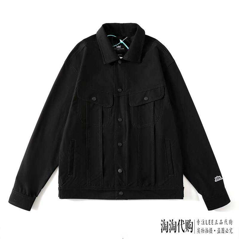 Lee牛仔夹克男24秋冬新黑色休闲翻领外套LMT007812101277-K11000