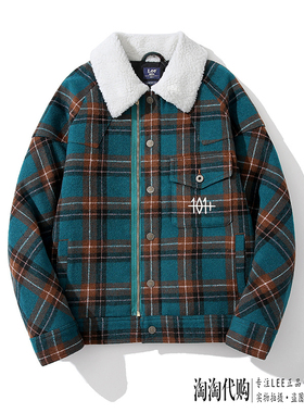 Lee羽绒服男23冬款毛领格子加厚保暖外套LMT006324201736-A03037