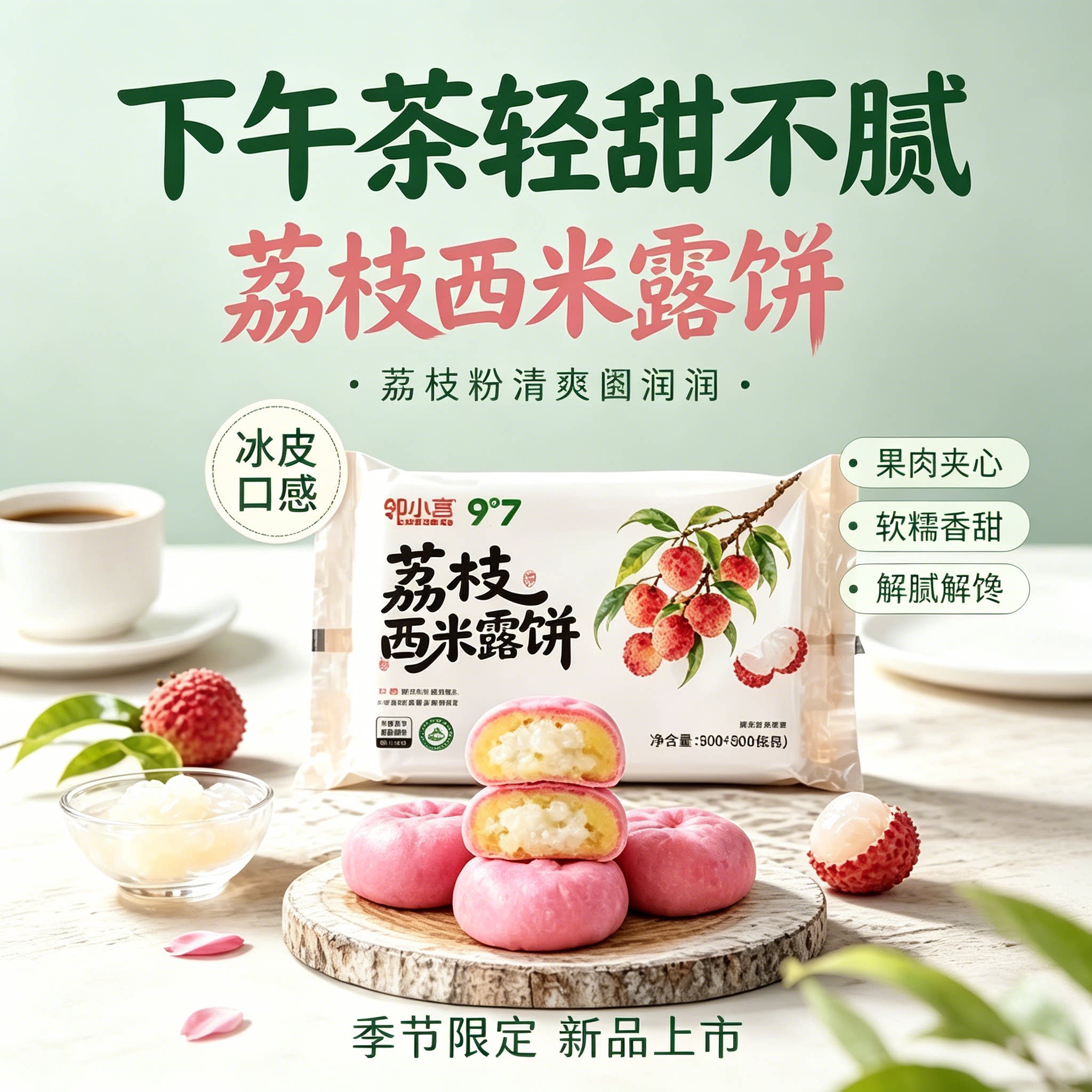 九度七绿豆糕冰皮荔枝西米露