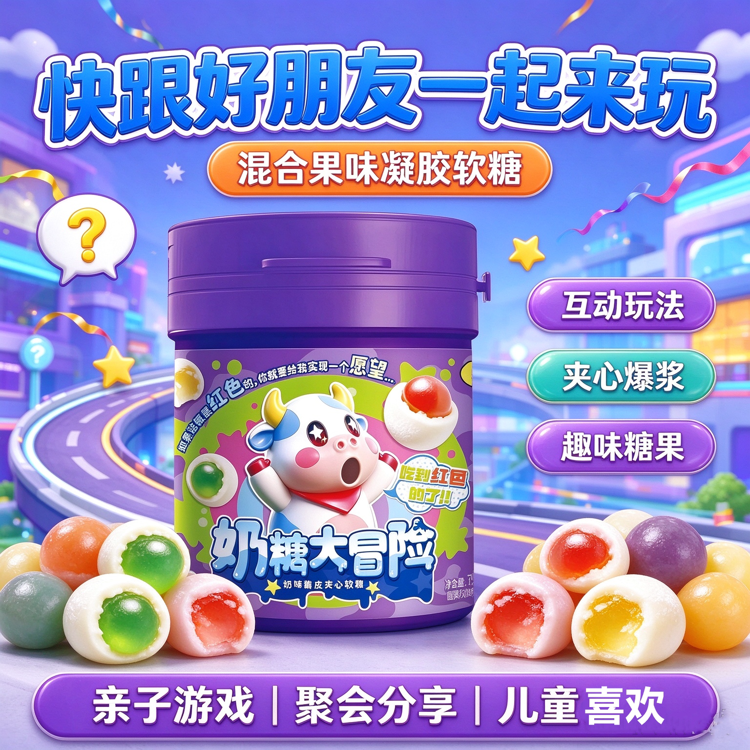 同耀奶糖大冒险混合水果夹心