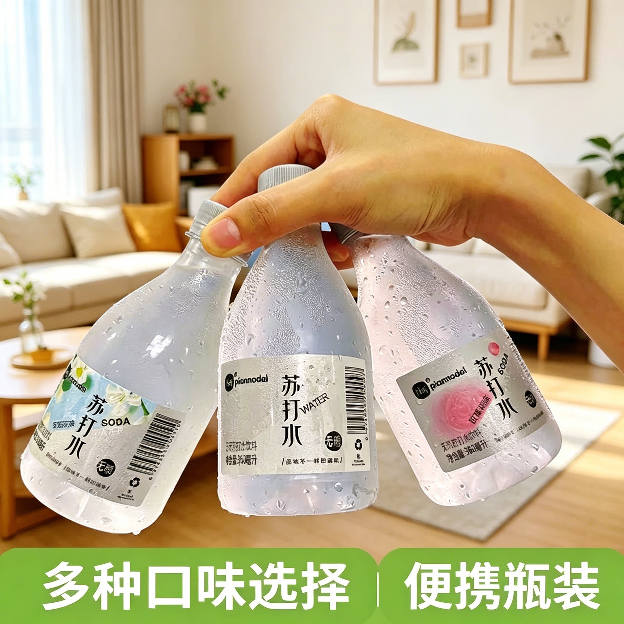 片断苏打水无汽弱碱性饮用水整箱 24 瓶玫瑰茉莉樱花原味解渴饮料