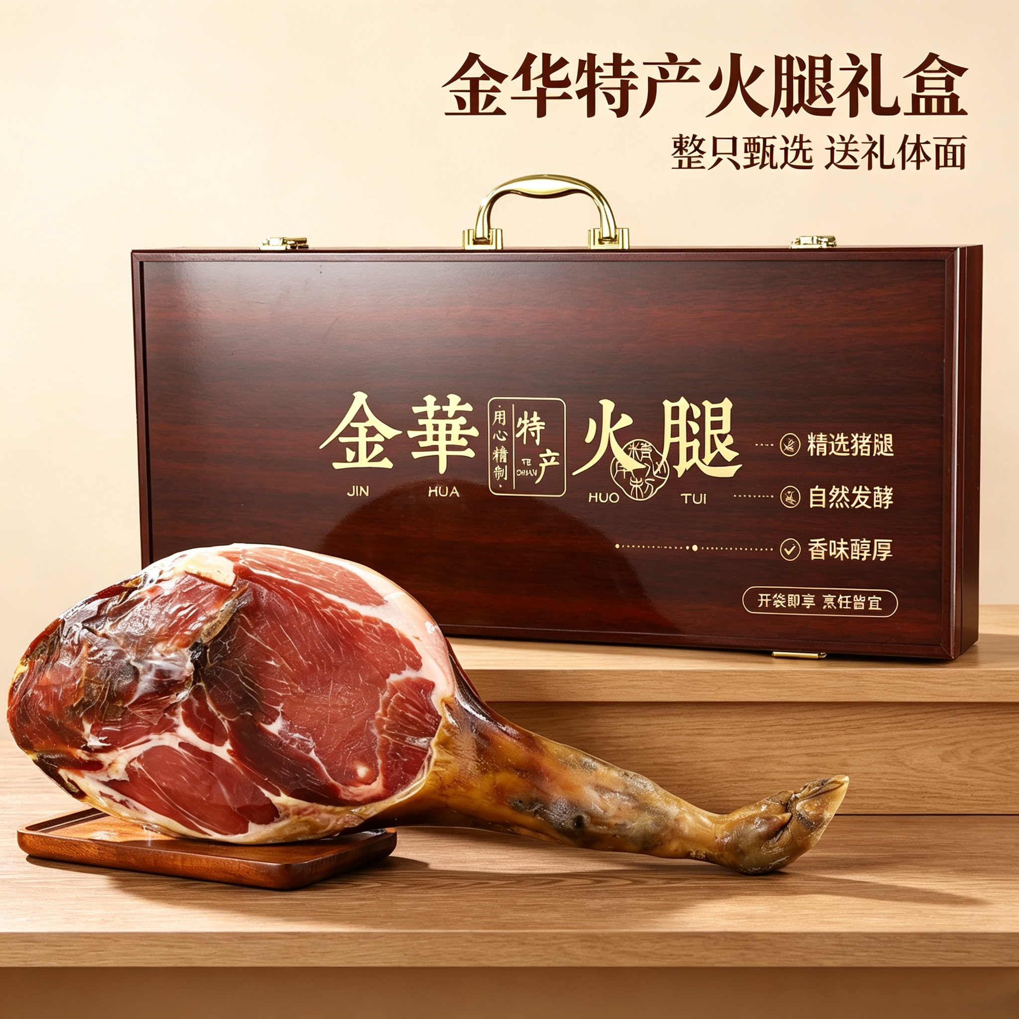 兆媛金华整腿火腿木质礼盒过年