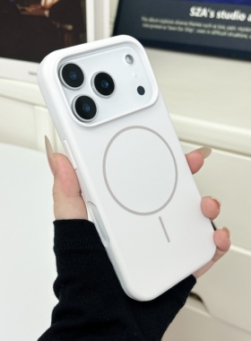 新款适用苹果17pro手机壳iPhone17ProMax纯白色MagSafe细圈16Pro磁吸15PM保护14Pro相机按键全包17高级感防摔