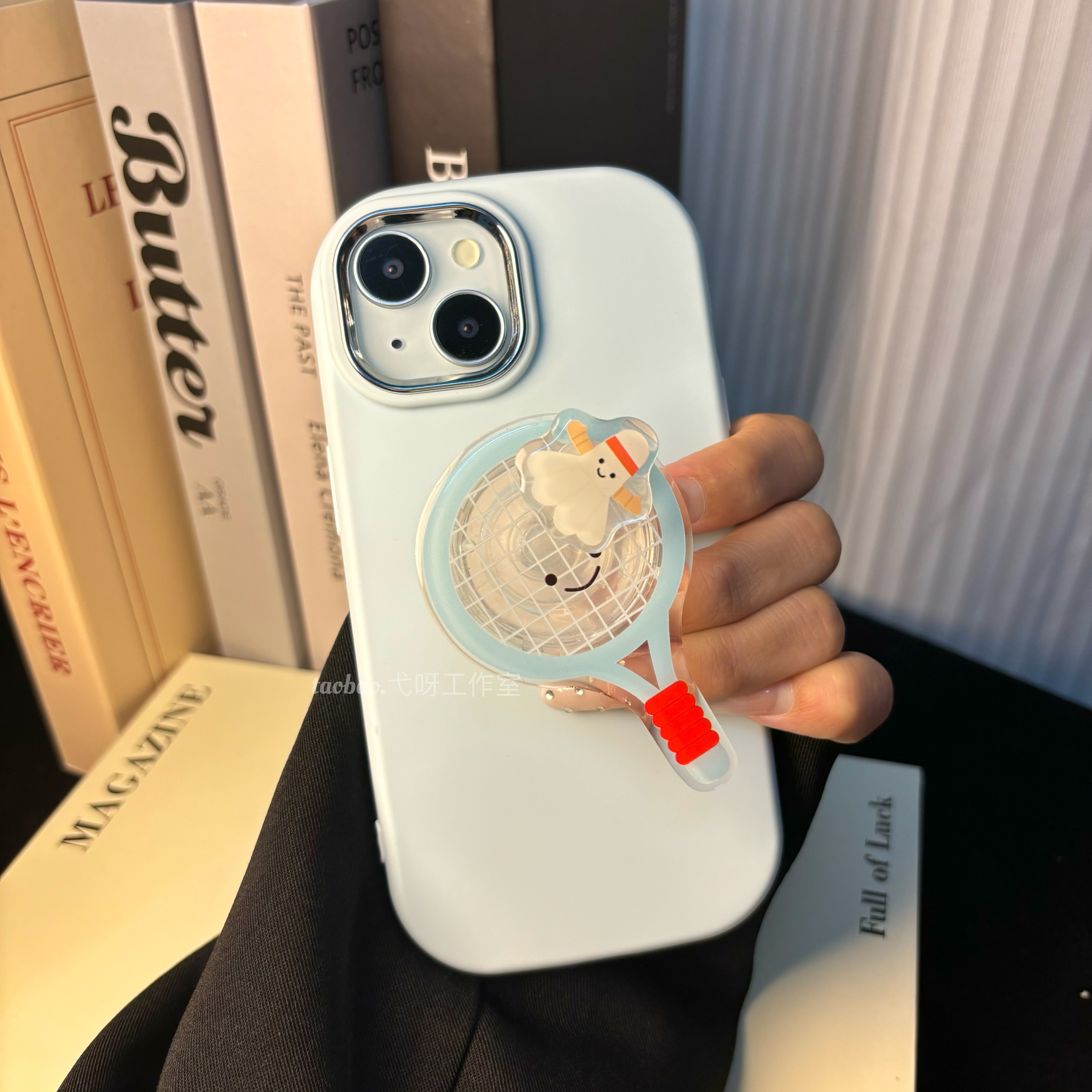 小红书同款旋转羽毛球拍适用于vivoX200pro宝宝蓝手机壳支架X100防摔X80硅胶X90s新款S17卡通S20保护套S19pro