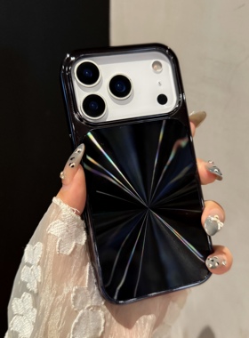 电镀黑色CD纹适用iPhone16promax高级17promax保护套iPhone15防摔14pro女款13保护壳15promax极光12高级感11