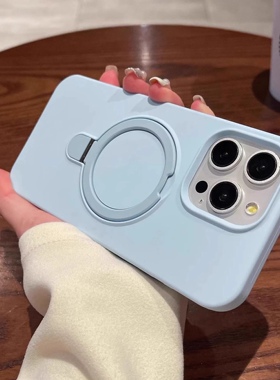 适用苹果16pro手机壳远峰蓝15promax液态硅胶磁吸支架新款13promax简约12pro软ip15情侣14/13全包防摔保护套