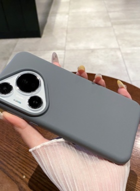 高颜值适用于华为Pura70pro新款炭灰色纯色液态硅胶P60Pro亲肤P80手感Pura70mate40日韩简约高级感手机壳防摔