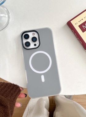 黑色果冻磁吸二合一适用于iPhone17手机壳17promax新款16pro简约plus情侣15男女14pro时尚13pm防摔14磨砂