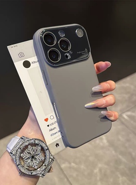 高级感纯色自带镜头膜碳灰色秒变17适用苹果17promax手机壳iPhone15Pro香薰15Pro香氛14新款13全包12液态