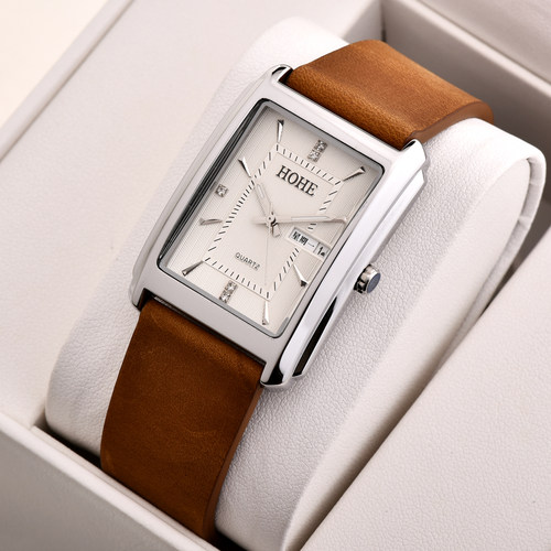 HOHE手表疯马皮带石英表夜光男表