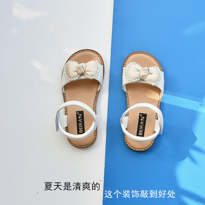贝然童鞋女童凉鞋公主珠珠蝴蝶结可爱淑女夏款宝宝软底小女童鞋夏