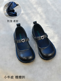贝然童鞋女童黑色皮鞋英伦公主单鞋春秋款软底宝宝鞋校园演出鞋