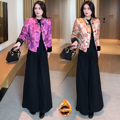 加绒加厚新中式短款外套女2025冬