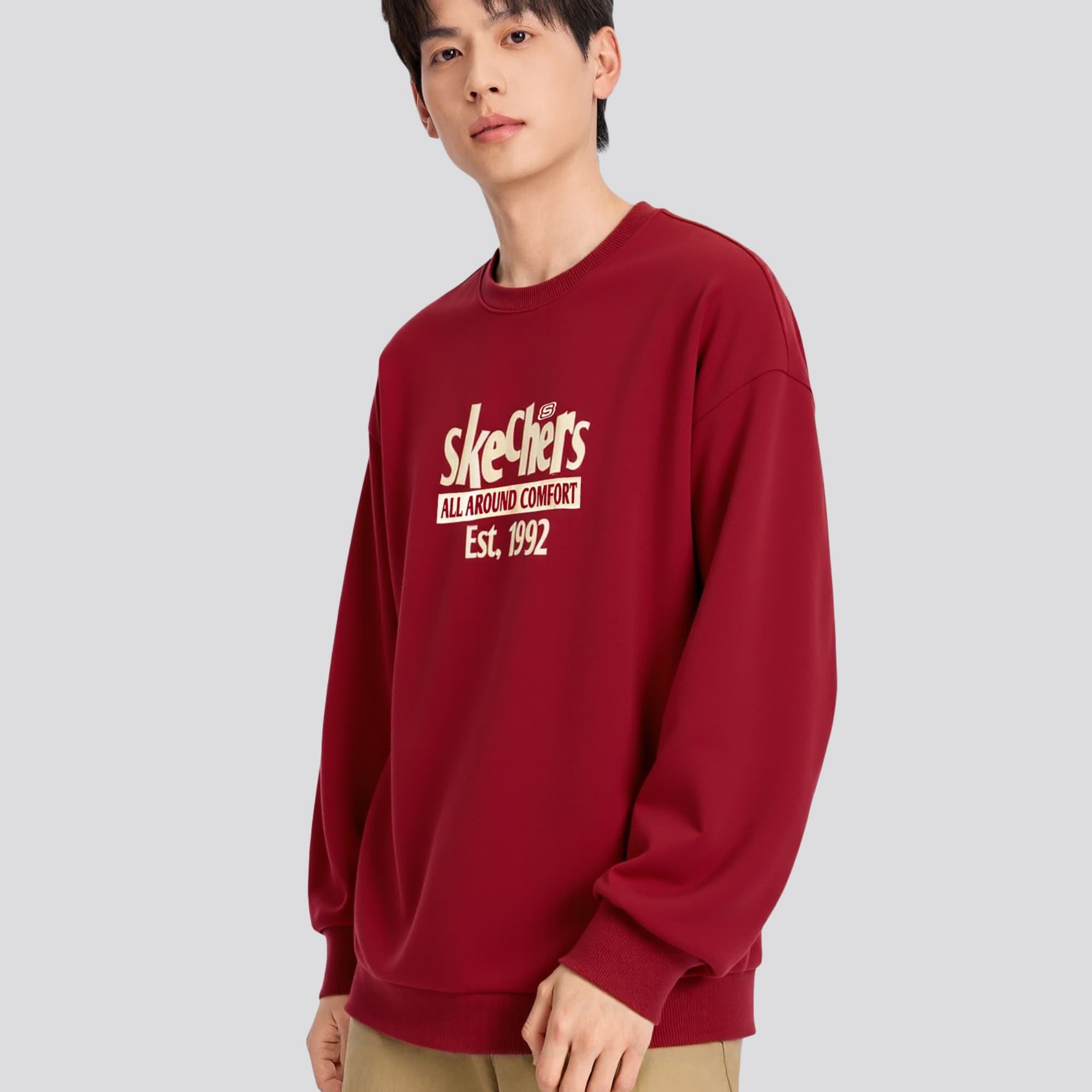 Skechers斯凯奇新款男女同款时尚百搭舒适宽松针织卫衣L325U085