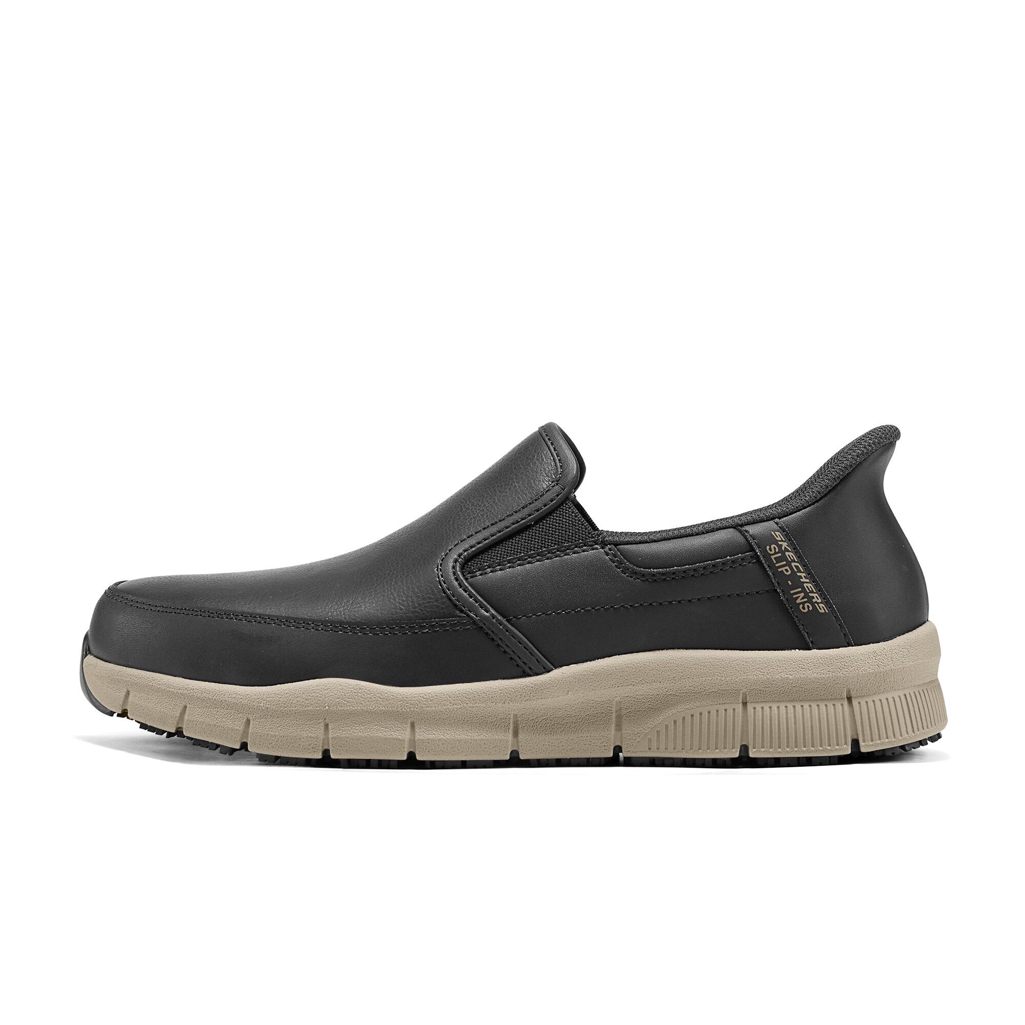 Skechers斯凯奇2025夏季新款男鞋一脚蹬休闲鞋黑商务皮鞋200304