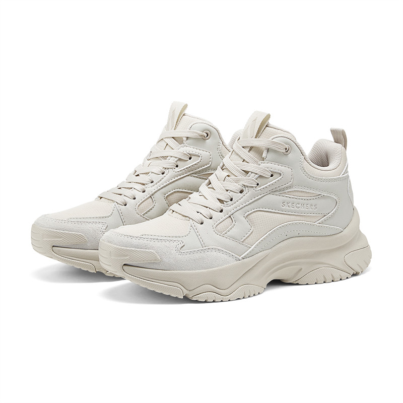 Skechers斯凯奇秋季女款运动休闲鞋保暖中帮绑带时尚老爹鞋177598