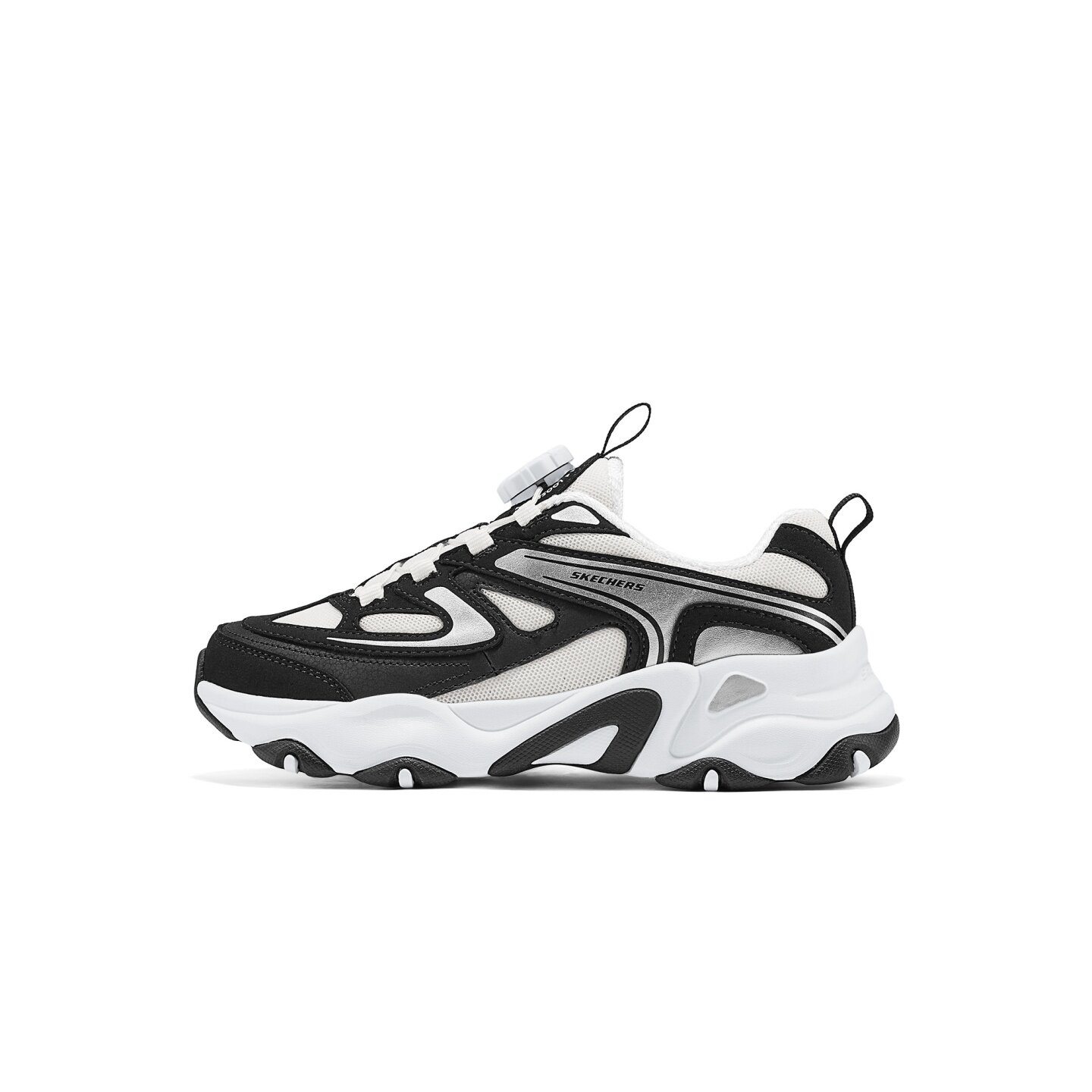 Skechers斯凯奇2025新款女童舒适百搭一脚蹬旋转钮老爹鞋319098L