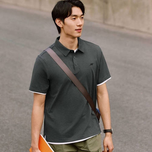 Skechers斯凯奇夏季男士吸湿速干简约百搭短袖POLO衫P226M183