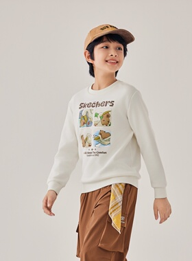 Skechers斯凯奇2025新款秋冬季男女童保温针织套头卫衣L425K120