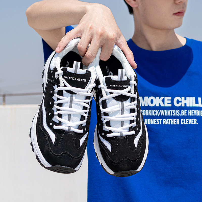 skechers斯凯奇男女复古厚底老爹鞋黑白色运动休闲熊猫鞋8790091