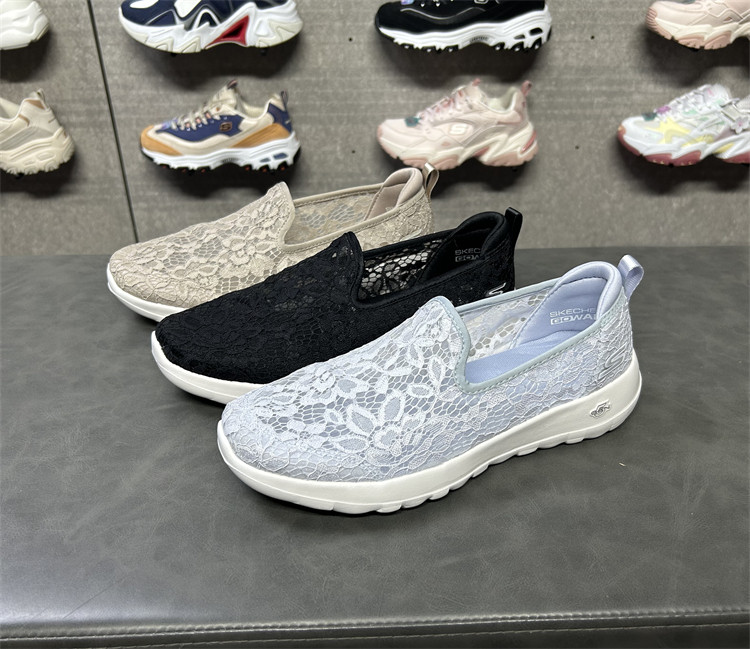 skechers斯凯奇女鞋网面蕾丝透气时尚运动休闲套脚健步鞋896020