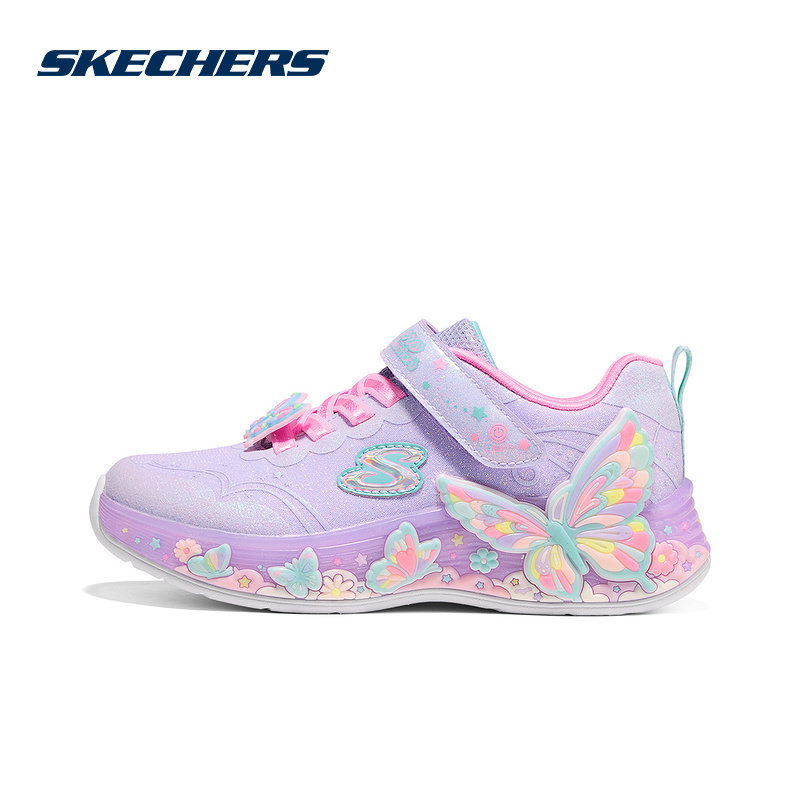 Skechers斯凯奇女童立体蝴蝶童趣可爱时尚发光休闲闪灯鞋303065L