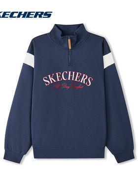 Skechers斯凯奇26春新年款男女针织半拉链套头卫衣 L126U013/002Z