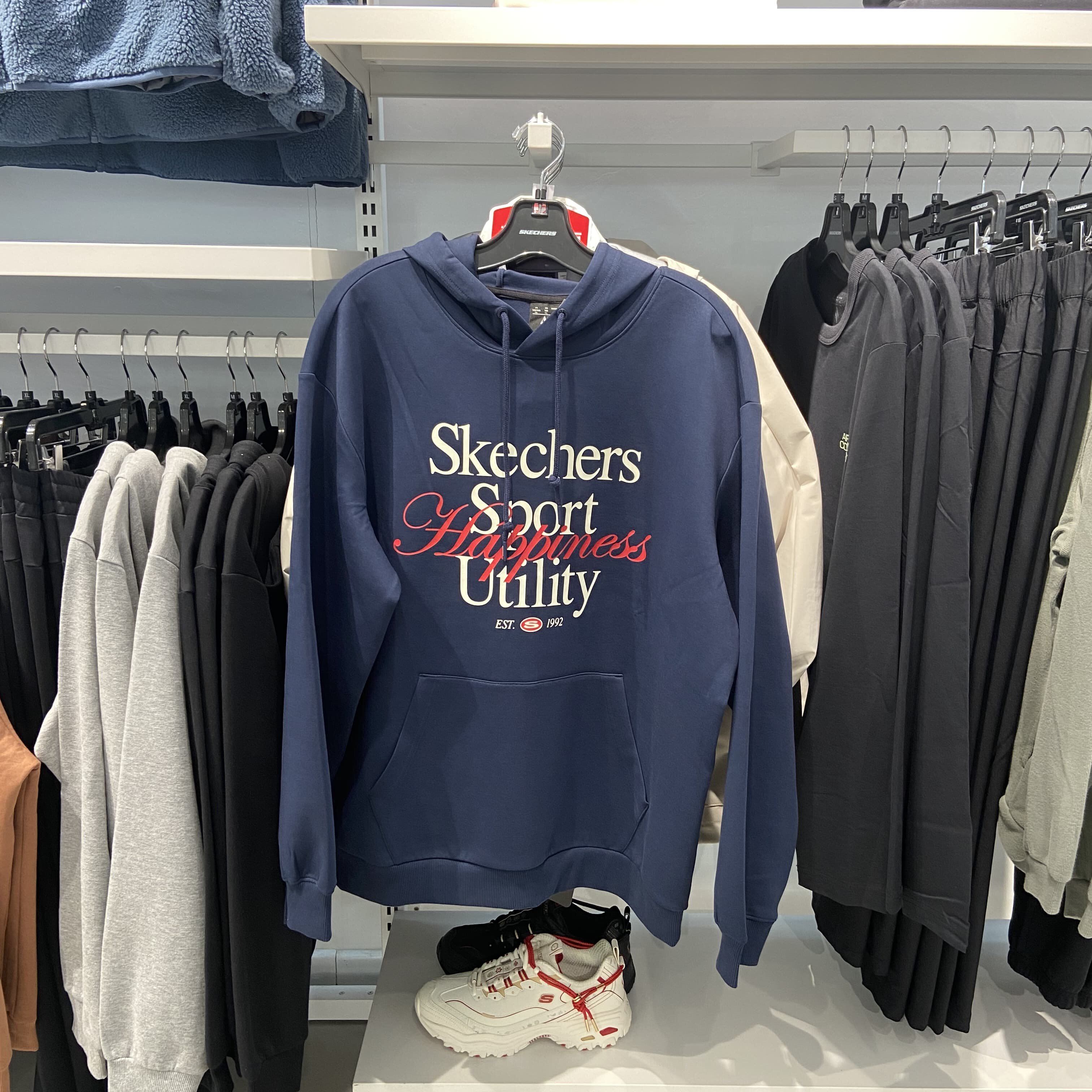 Skechers斯凯奇新款中性休闲舒适亲肤针织连帽套头卫衣L324U022