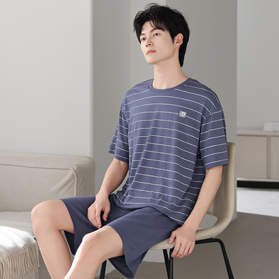 中年男士睡衣莫代尔夏季薄款短袖