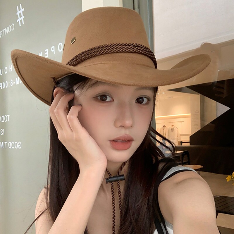 美式复古西部牛仔帽男礼帽遮阳草原骑士帽女英伦夏季防晒大檐