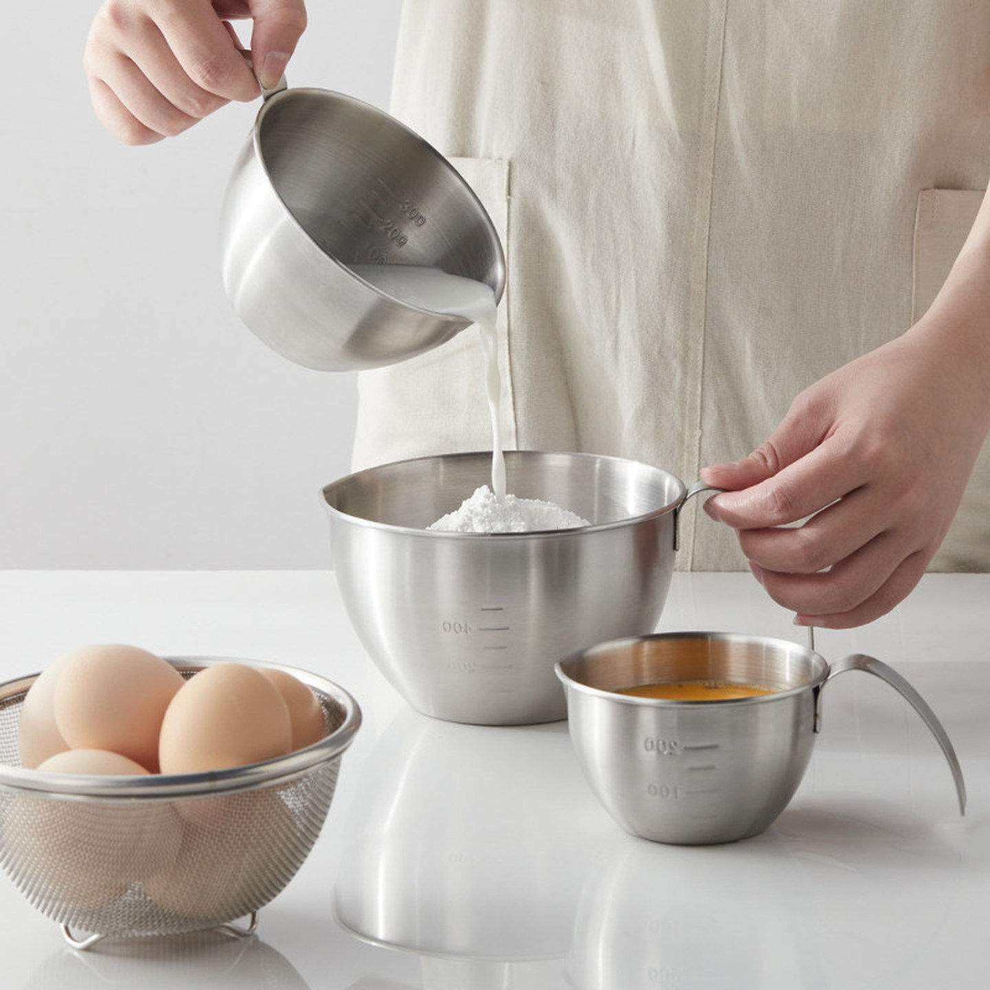 打蛋器专用碗不锈钢带刻度厨房用食品级打蛋杯耐高温烘焙鸡蛋杯