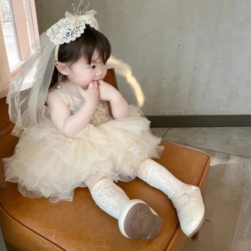 头纱婴儿周岁儿童头纱生日发箍女孩公主配饰女童头箍仙美女孩网纱