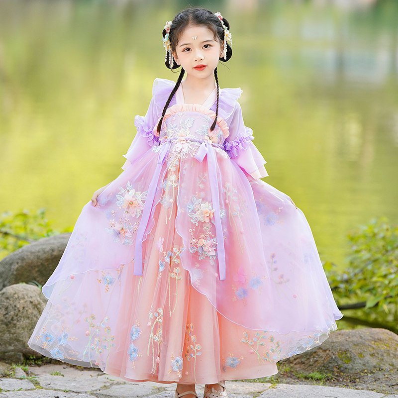汉服女童夏季古装裙子2026新款儿童装超仙连衣裙女孩唐装夏款短袖