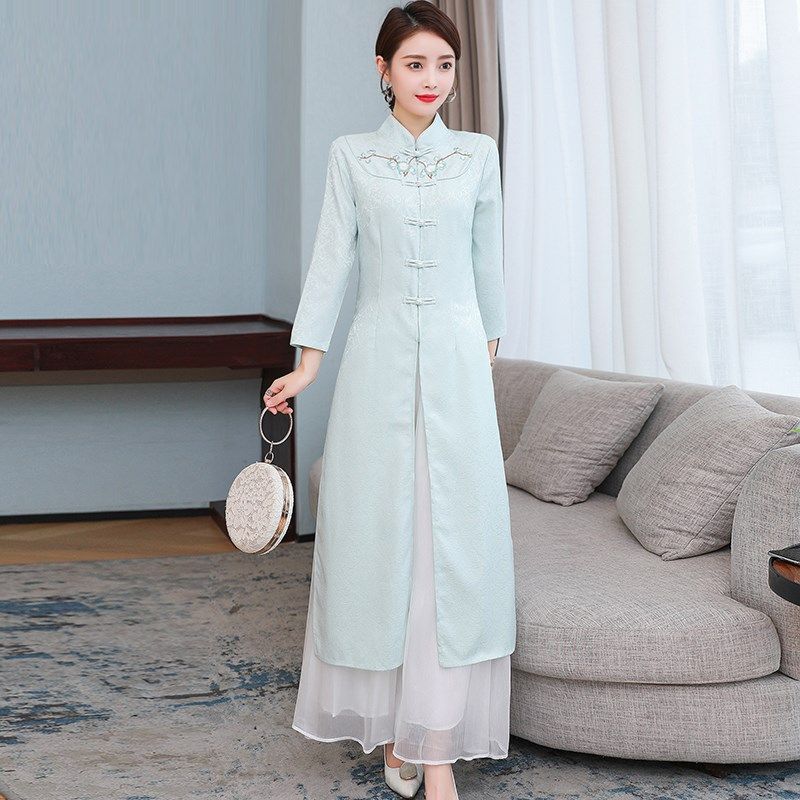 旗袍茶艺师禅服中国茶服连衣裙