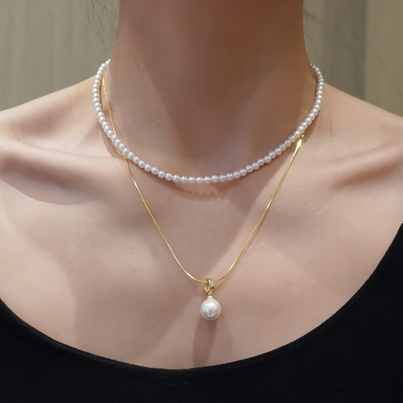 珍珠项链2025新爆款S925蛇骨链叠戴小米珠轻奢高级感锁骨链女夏季