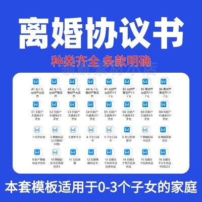 2024最新离婚协议书模板定制电子版民政局净身出户起草全国通用