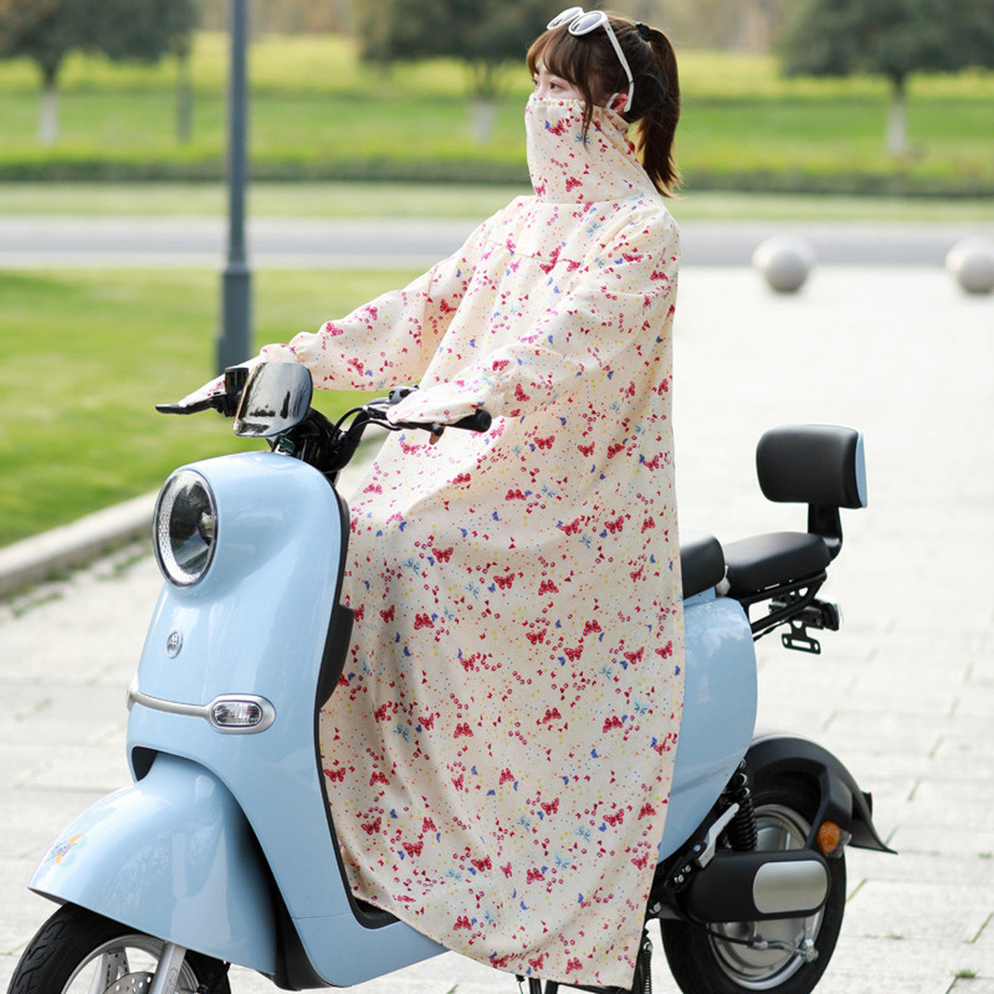 夏天电动车防晒衣女长款全身遮阳防紫外线电瓶摩托车防走光防晒服