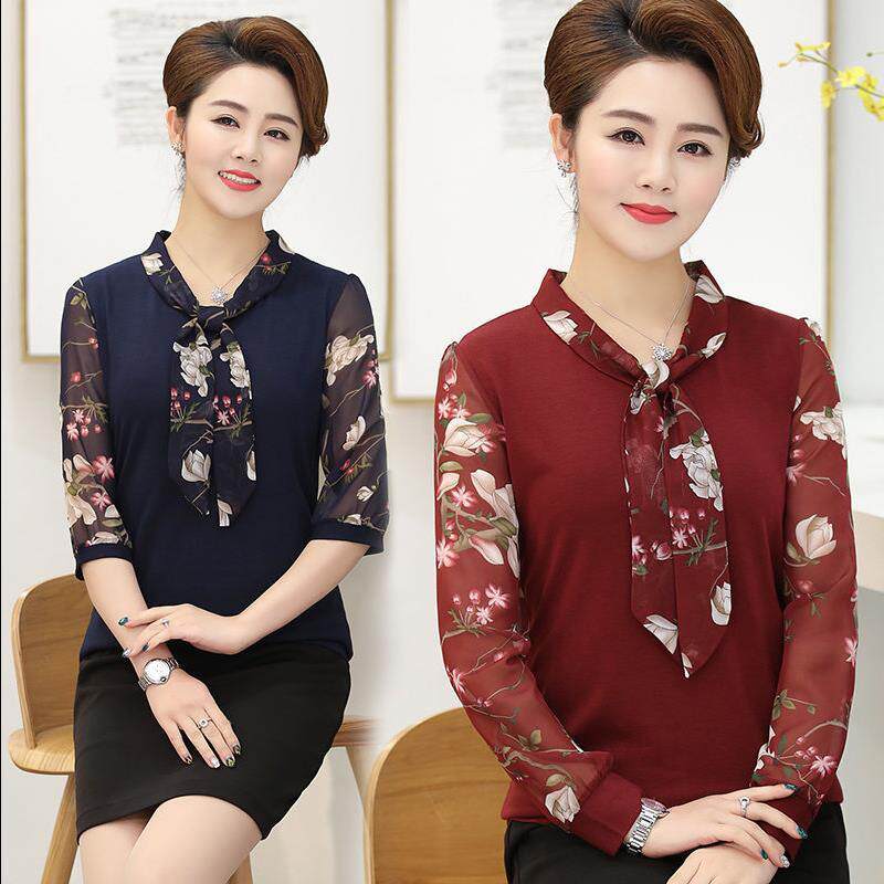 Germany Middle and old age Spring and autumn season Long sleeve T-shirt mom Summer wear Chiffon Sleeve jacket Easy middle age Womanin the Women's clothing/Boutique , T-shirt  category - from Buy2taobao.com to provide professional Taobao agent buy service