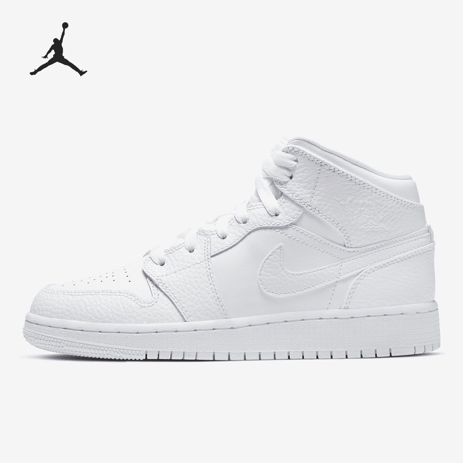 JordanAir Jordan 1 Mid 纯色复古GS 耐磨中帮篮球鞋554725-130