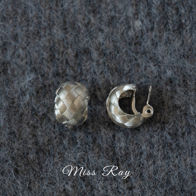 银线藤蔓~拉丝编织纹理耳环女