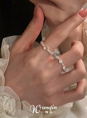 S925纯银冰透圆形闪钻戒指女