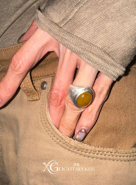 老钱风做旧设计椭圆蛋面戒指女