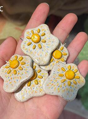 森系太阳花石塑黏土吊坠项链
