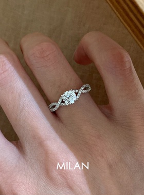 S925纯银蕾丝交叉小排钻戒指女